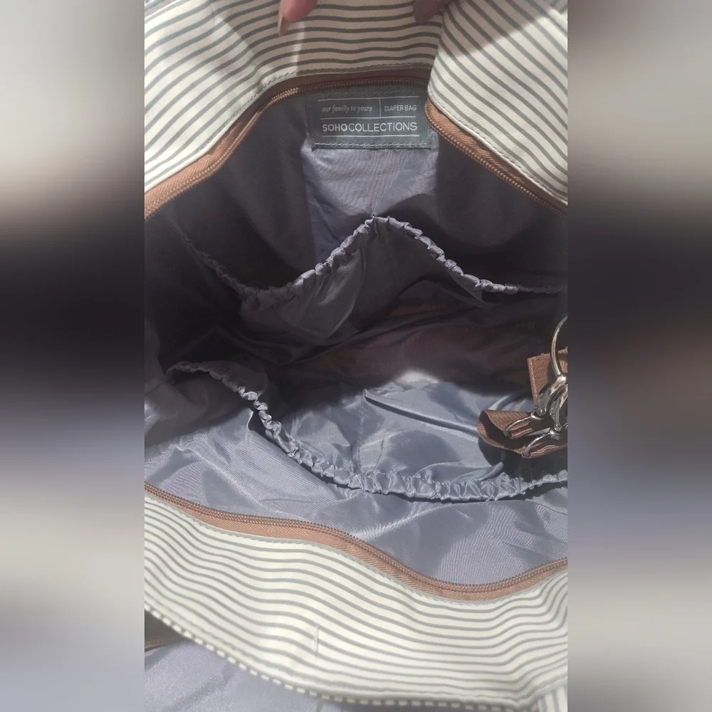 Elegant Striped Baby Bag - Cream and Brown NWOT